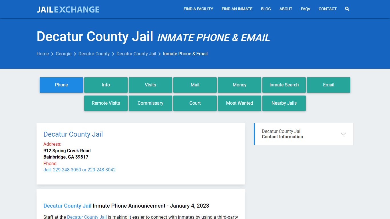 Inmate Phone - Decatur County Jail, GA - Jail Exchange